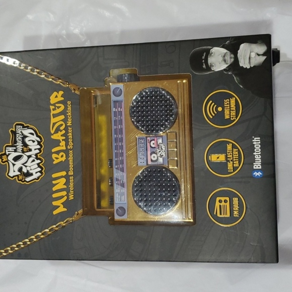 Hip hop 50th‎ anniversary Wireless boom box speaker mini blaster necklace new